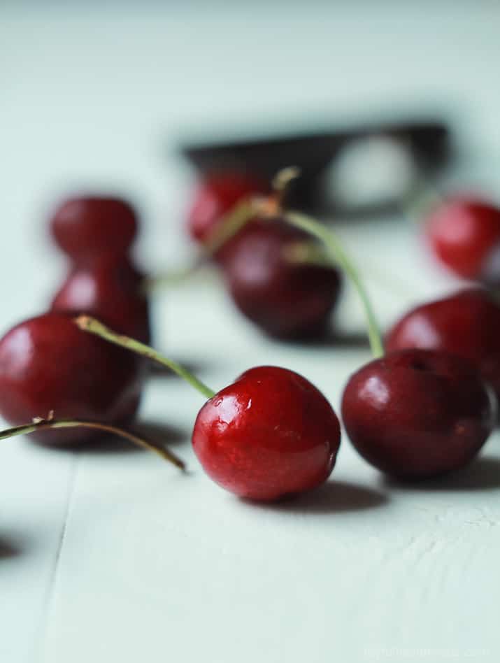 Several fresh cherries