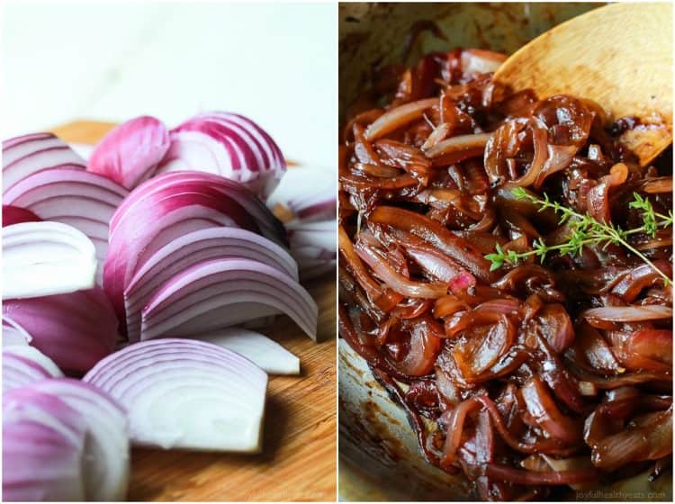 How to make the BEST Balsamic Caramelized Onions using only 5 ingredients, these are mind blowingly good! | joyfulhealthyeats.com #recipes