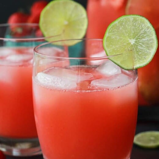 Glasses of Fresh Strawberry Limeade