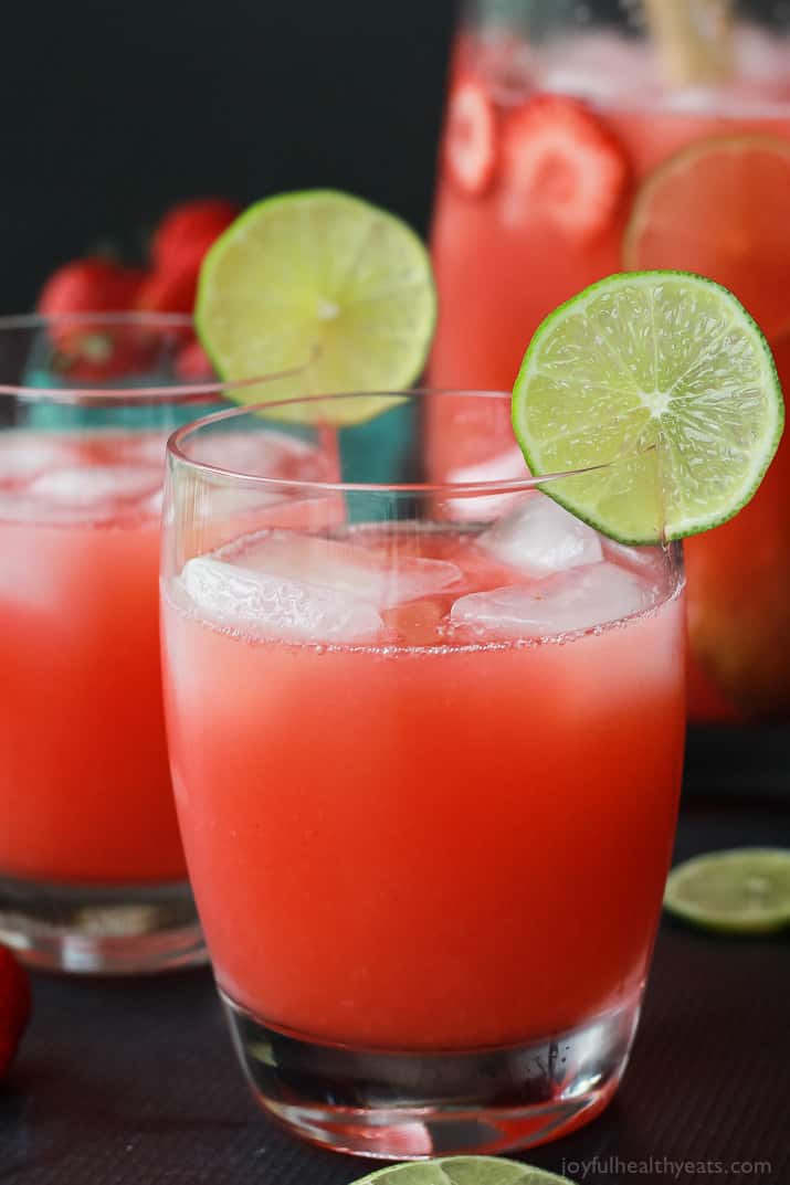 Close-up of two glasses of Fresh Strawberry Limeade