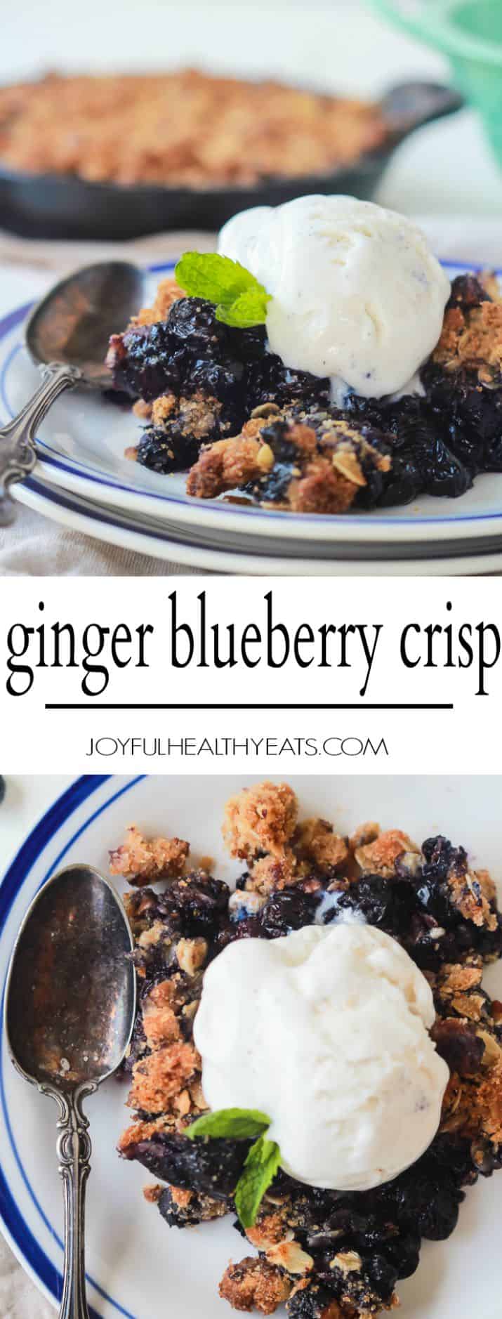 Recipe collage for Ginger Blueberry Crisp