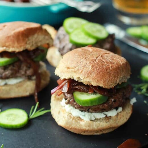 Image of Grilled Lamb Burgers with Feta & Cucumbers