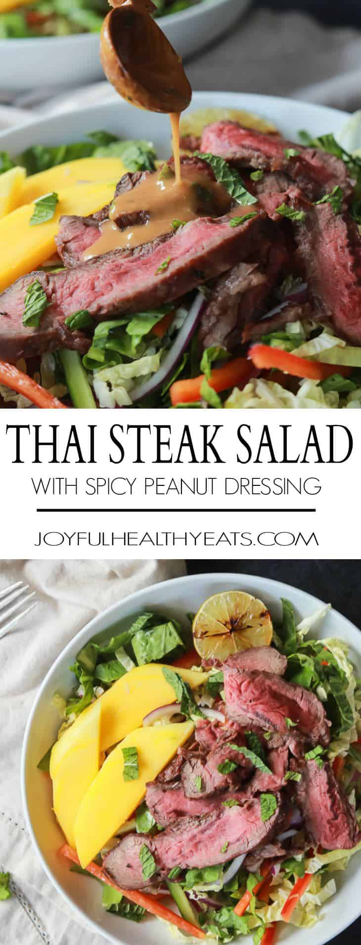 Easy Thai Steak Salad with Peanut Dressing Recipe | Joyful Healthy Eats