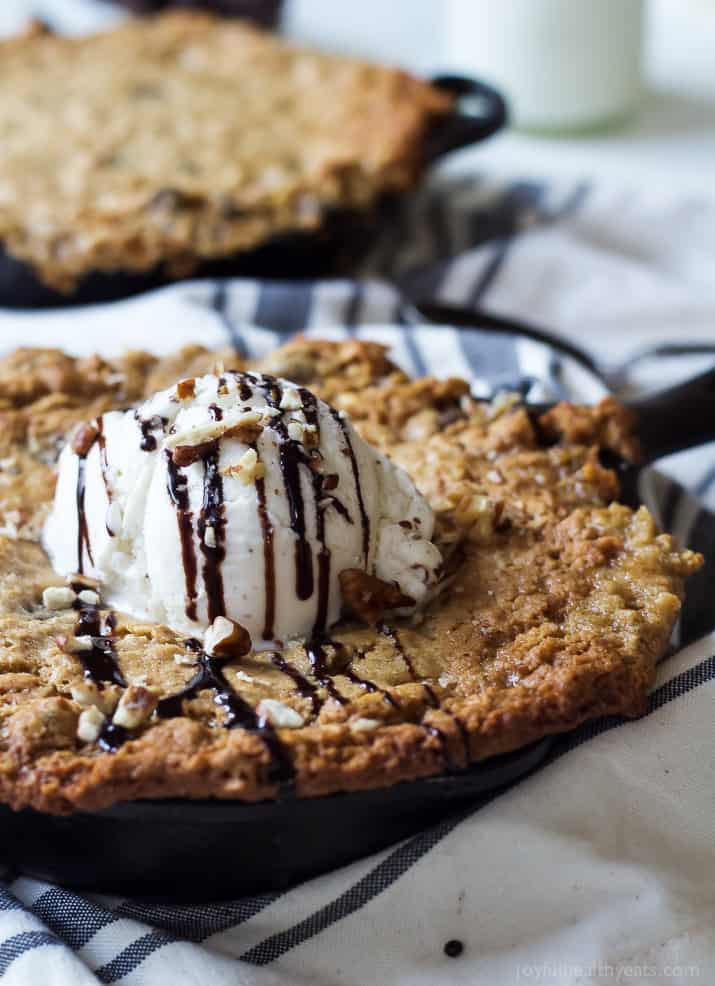 Oatmeal Chocolate Chip Skillet Cookie - All the Healthy Things