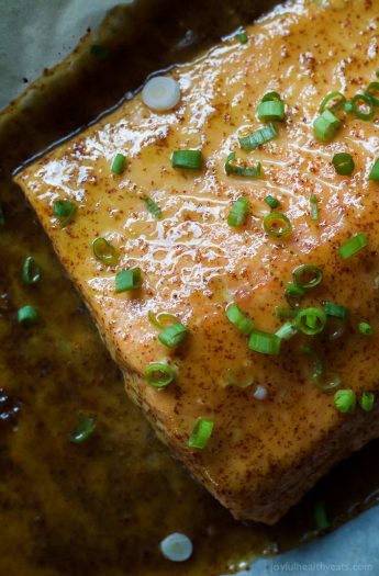 Dijon Maple Glazed Salmon is one of my favorite quick healthy dinner recipes, full of tangy sweet flavor from only 3 ingredients with a whooping 218 calories per serving! | joyfulhealthyeats.com #glutenfree #recipes Quick Easy Dinner Ideas