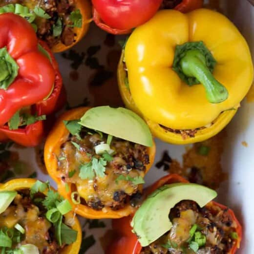 Southwestern Turkey Quinoa Stuffed Peppers-4