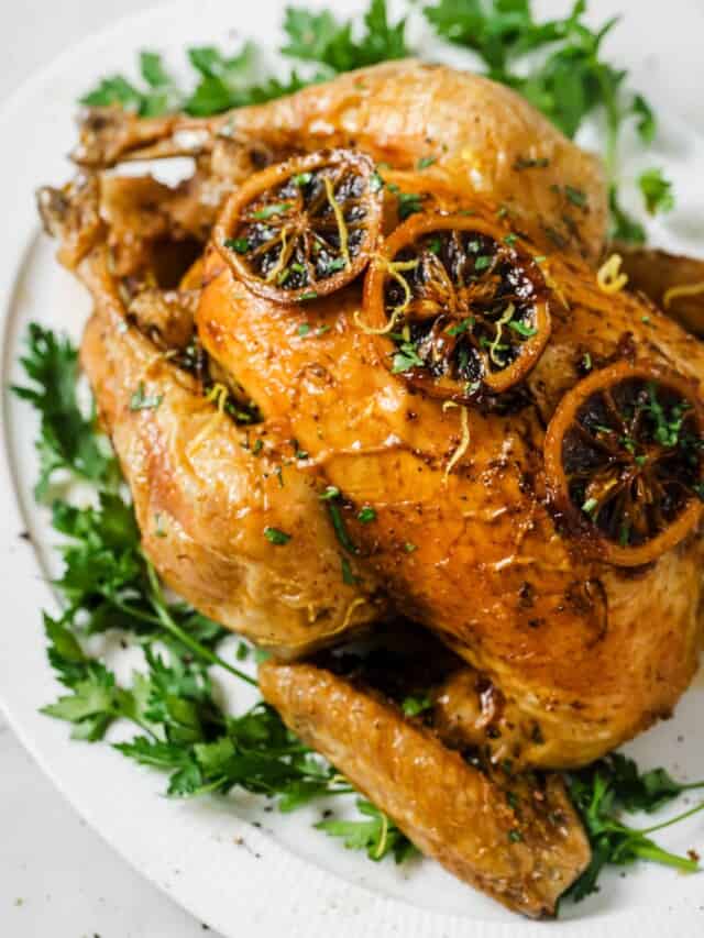 Oven Roasted Chicken with Lemon Garlic Butter - Joyful Healthy Eats