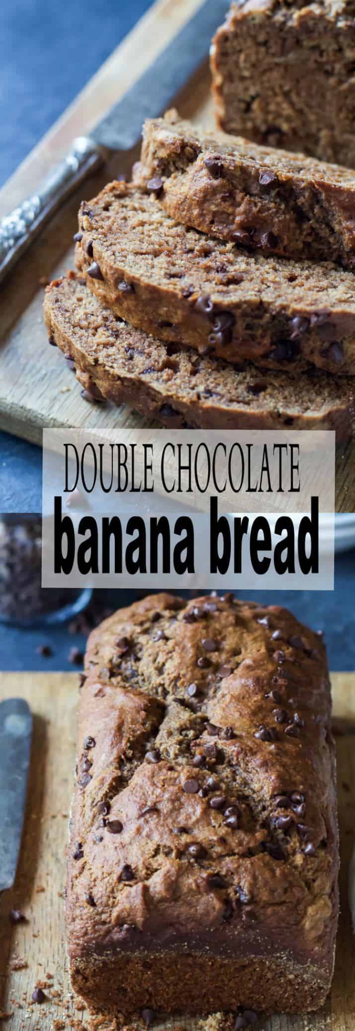 Recipe collage for Double Chocolate Banana Bread