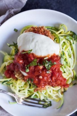 Lighter Baked Chicken Parmesan with Zucchini Noodles-5