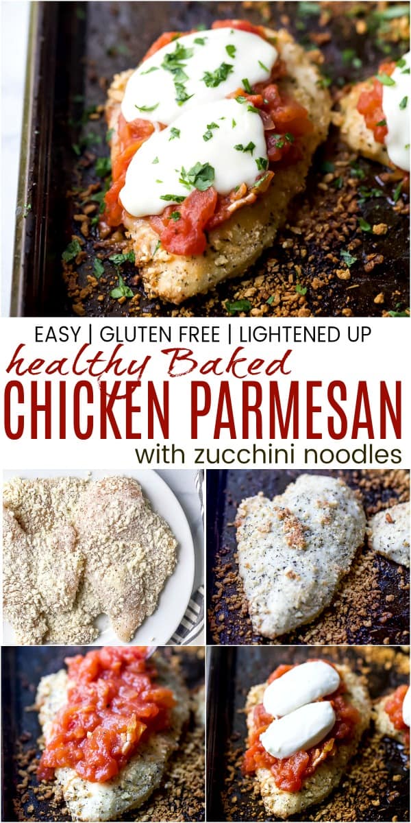 pinterst image for baked chicken parmesan with zucchini noodles