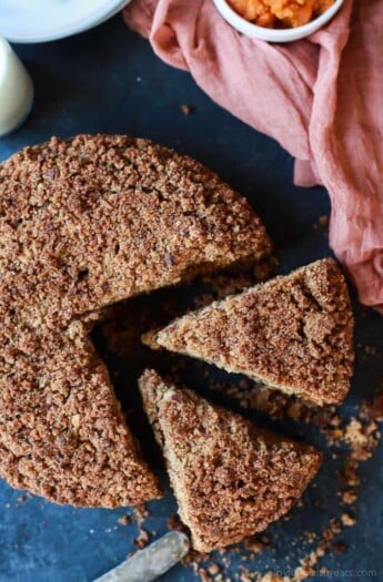 A family recipe that you need in your arsenal this fall! Pumpkin Spice Latte Coffee Cake, moist, loaded with pumpkin spice flavor with a touch of espresso for the best bite. Starbucks has nothing on this cake! | joyfulhealthyeats.com #recipe #fall