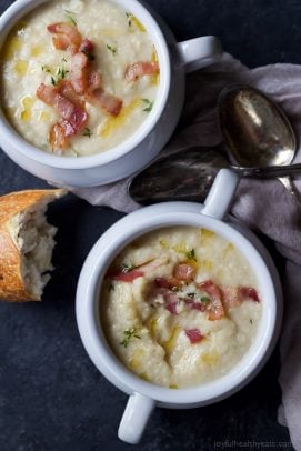 Roasted Fennel Cauliflower Soup with Crispy Bacon-7