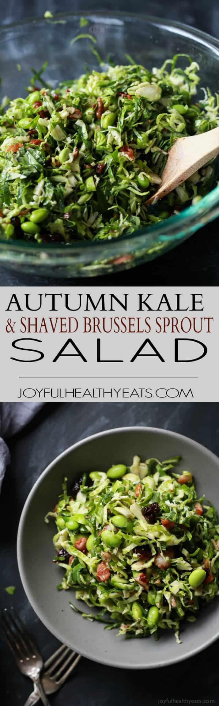 Pinterest image for Autumn Kale & Shaved Brussel Sprout Salad