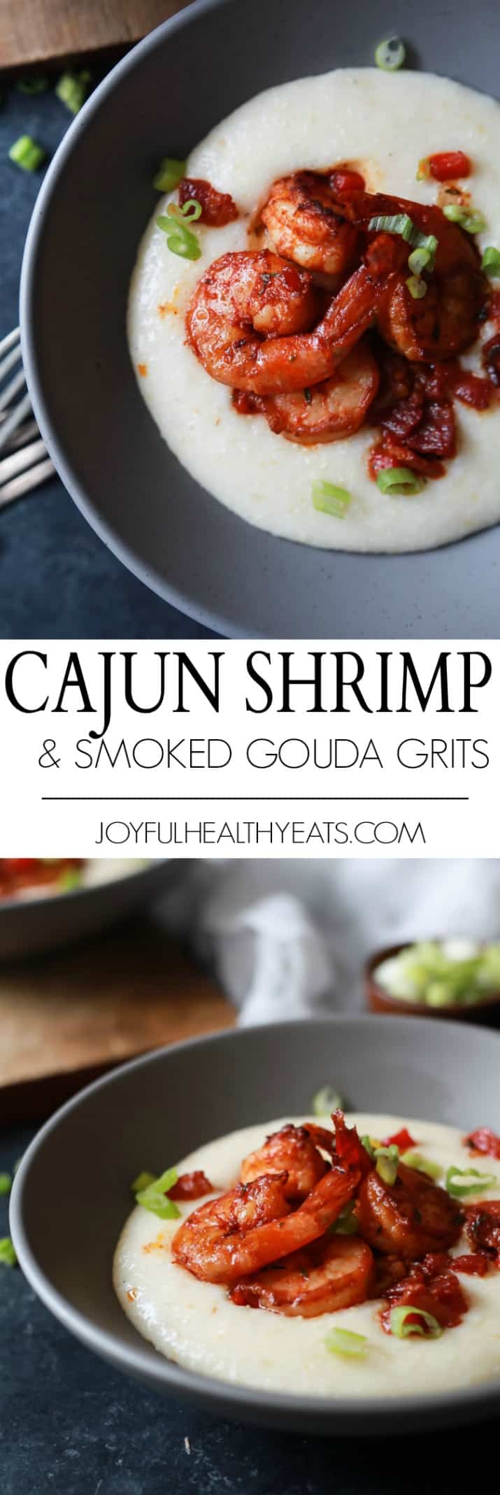 Cajun Shrimp & Smoked Gouda Grits in a bowl