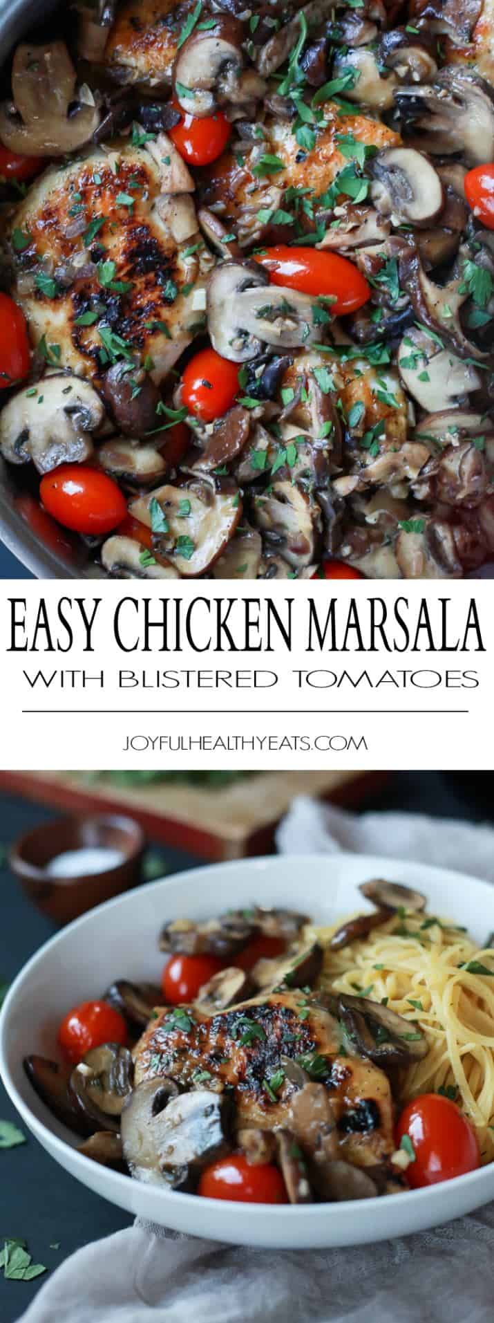 Easy Chicken Marsala with Blistered Tomatoes recipe collage