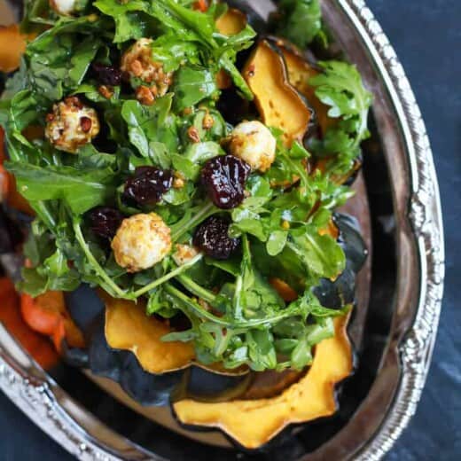 Roasted Acorn Squash with Arugula Salad-6