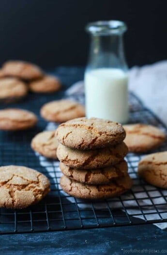 Super Soft & Chewy Ginger Cookies packed with a punch of ginger flavor and made with a new gluten free friendly flour. These are perfect for a Christmas Cookie exchange, to hoard for yourself, or to dunk in a cup or coffee. Your choice! | joyfulhealthyeats.com #recipes #ad #einkornflour