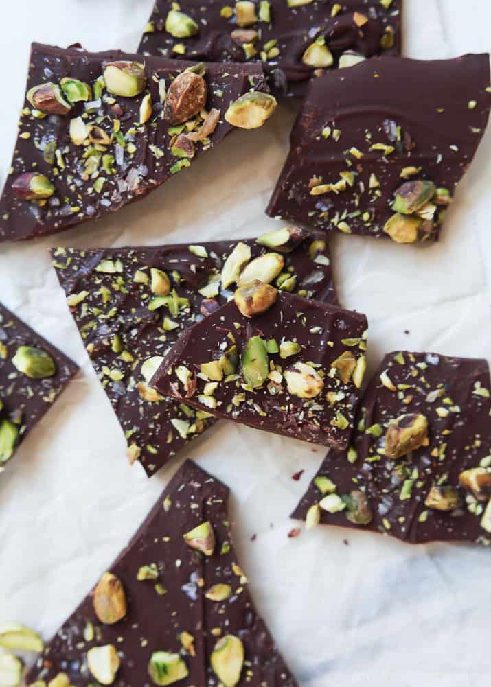 Salted Pistachio Chocolate Bark pieces