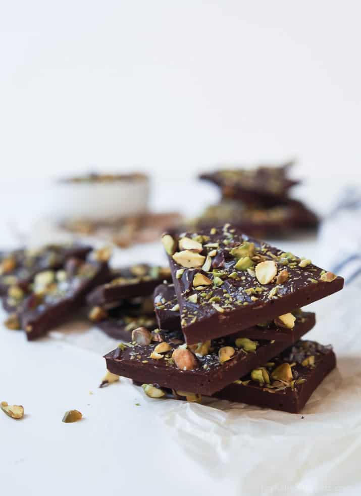 Salted Pistachio Chocolate Bark pieces