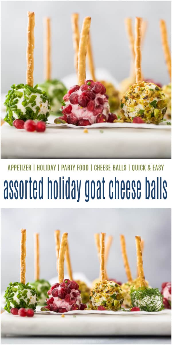 pinterest image for assorted goat cheese balls