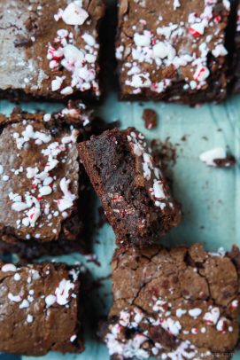 The BEST Peppermint Brownies made from scratch with a secret ingredient to make them extra fudgy then topped with crushed candy candies for the perfect holiday finishing touch! | joyfulhealthyeats.com