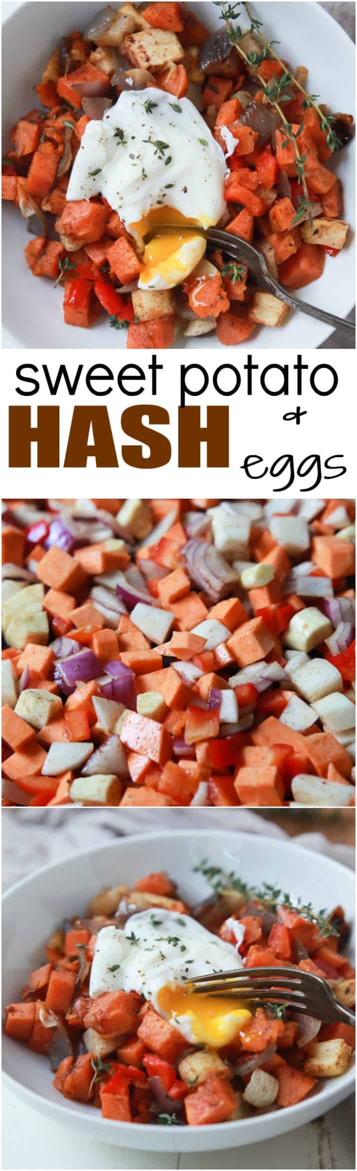 Recipe collage for Sweet Potato Hash and Eggs
