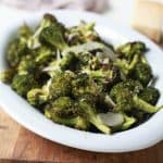 Image of Roasted Broccoli with Parmesan Lemon Butter Sauce in a Bowl