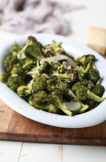 Image of Roasted Broccoli with Parmesan Lemon Butter Sauce in a Bowl