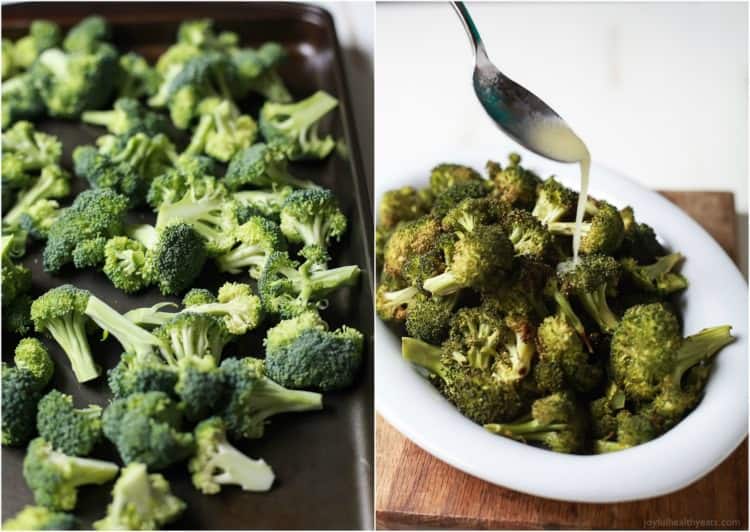 This Roasted Broccoli with Parmesan Lemon Butter Sauce is so EASY it takes 25 minutes and only 5 ingredients! The BEST broccoli you'll ever have! | joyfulhealthyeats.com