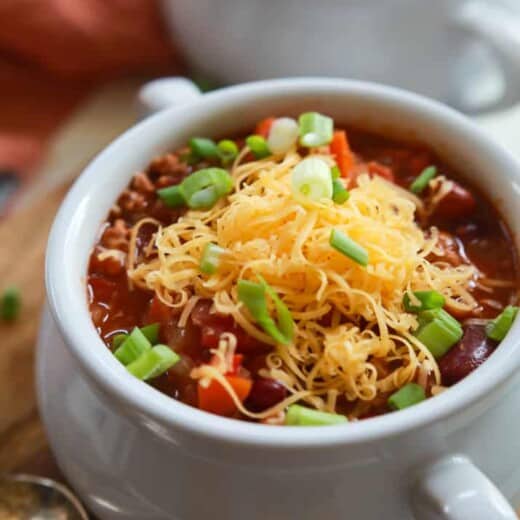 The BEST Crock Pot Chili you'll ever make and under 300 calories a serving! Plus it has a surprise spice you would've never thought to add. This Chili Recipe will blow your mom's out of the water ... sorry mom! |joyfulhealthyeats.com