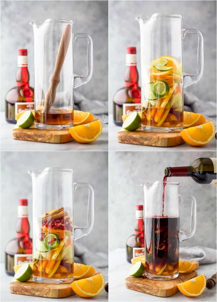 step-by-step photos of how to make the ultimate holiday sangria recipe