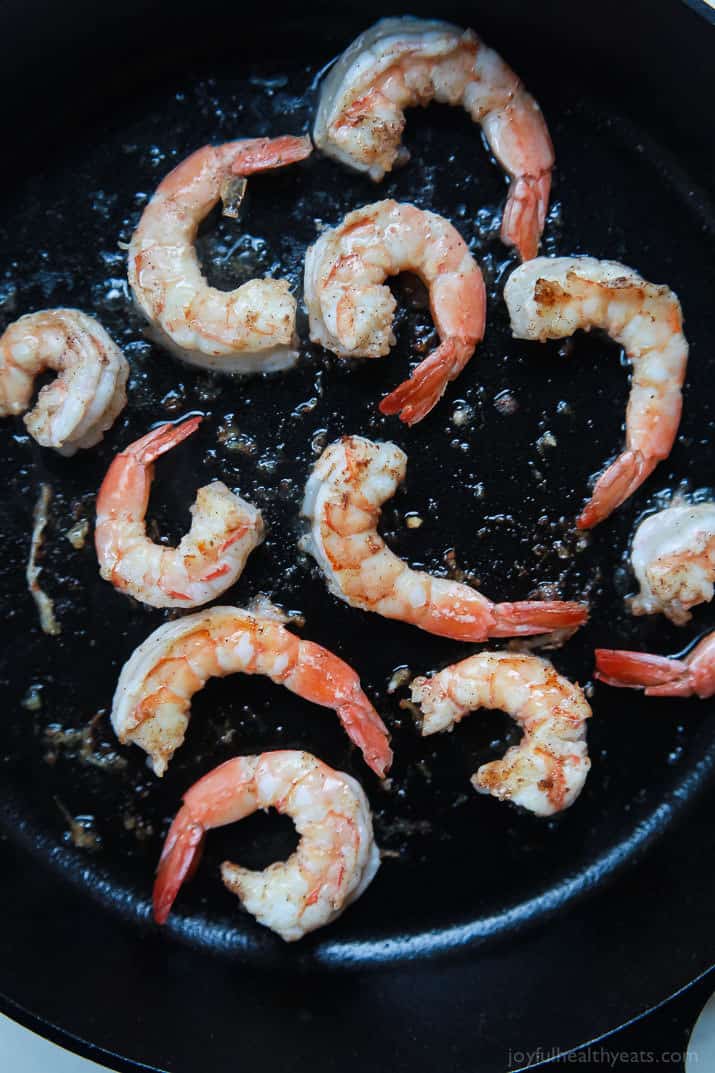 Honey Garlic Shrimp cooking in a skillet