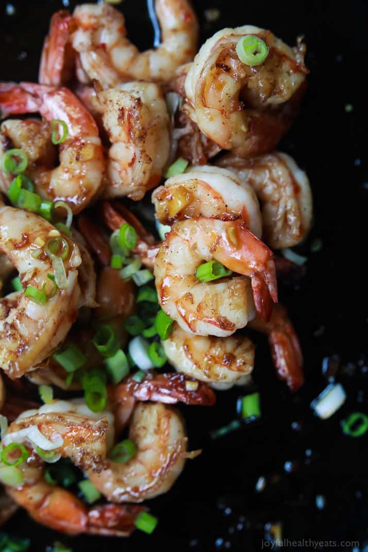 Top view of Honey Garlic Sauteed Shrimp