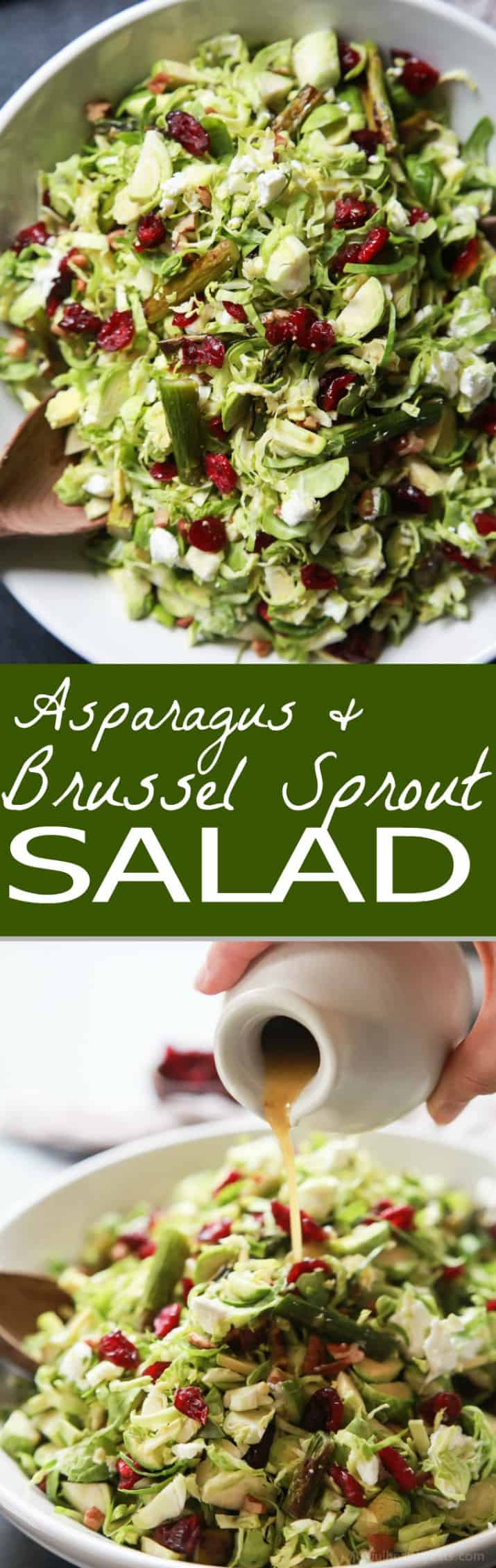 Pinterest image for Asparagus & Brussel Sprout Salad