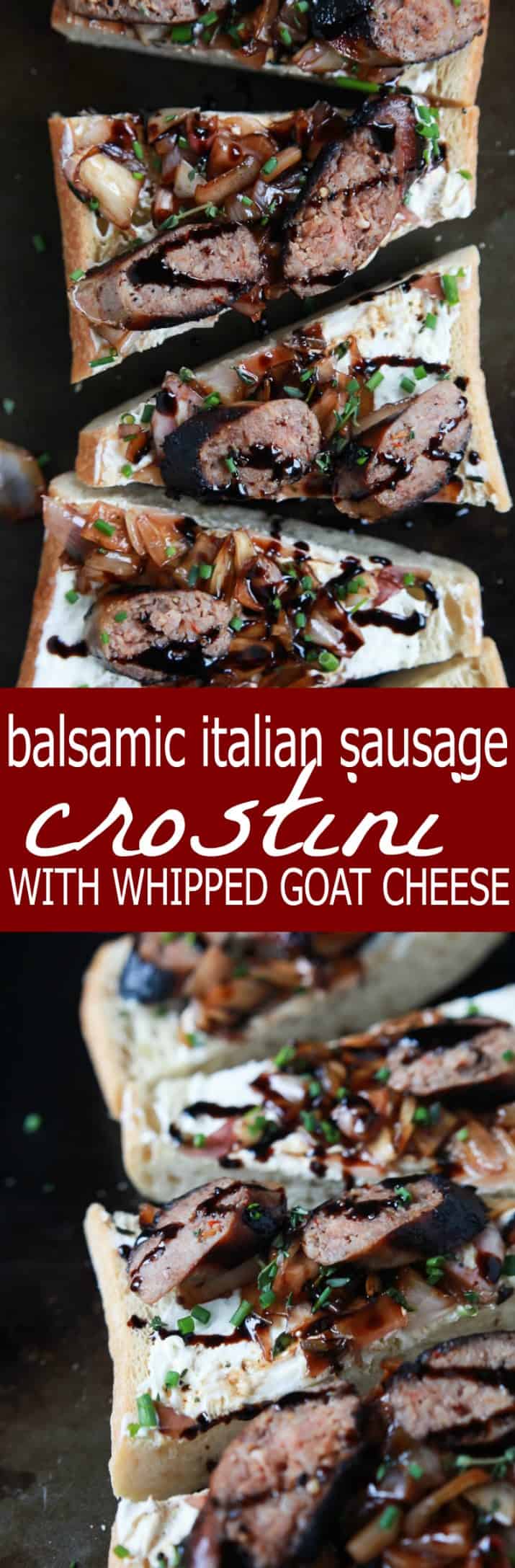 Title image for Balsamic Italian Sausage Crostini with Whipped Goat Cheese
