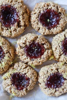 flourless lemon raspberry thumbprint cookies