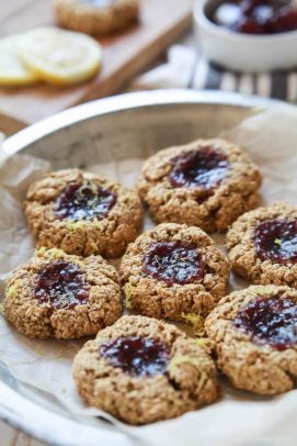 Image of Flourless Lemon Raspberry Thumbprint Cookies