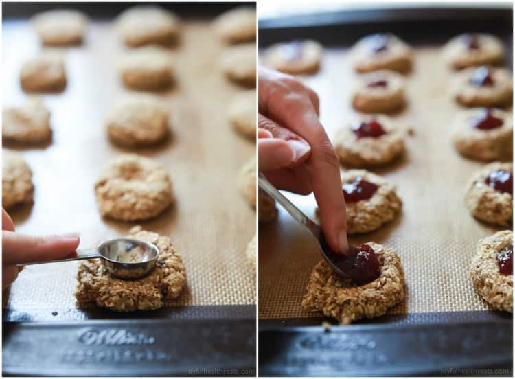 Steps to fill thumbprint cookies