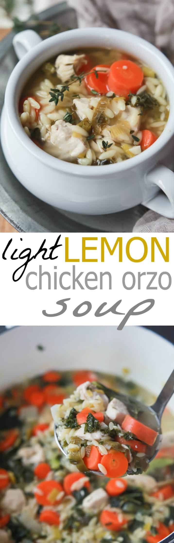 Light Lemon Chicken Orzo Soup - the perfect comfort soup that's full of vegetables, protein, and a fresh lemony broth that you'll swoon over! This soup is pure bliss on cold winter day! | joyfulhealthyeats.com
