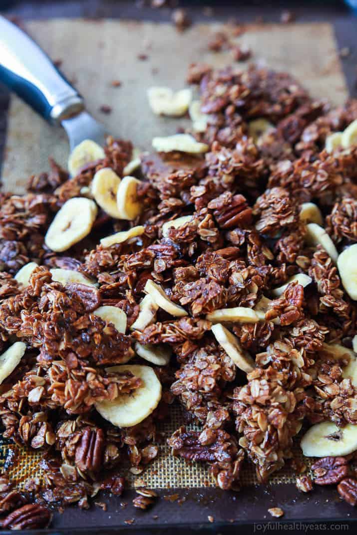 Homemade Banana Bread Granola with dried banana slices