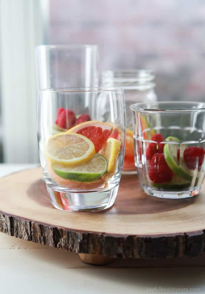 Glasses of fruit for Fruit Infused Water