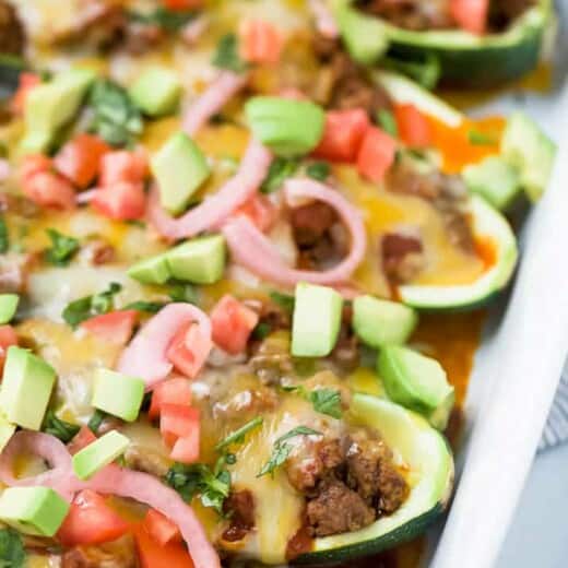 Five enchilada stuffed zucchinis