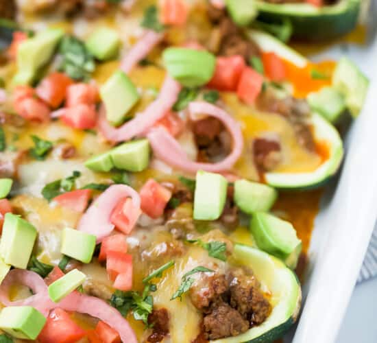 Five enchilada stuffed zucchinis