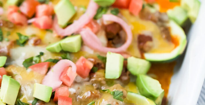 Five enchilada stuffed zucchinis