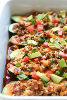 Image of Ground Beef Enchilada Zucchini Boats