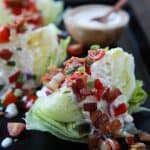 classic wedge salad with light blue cheese dressing