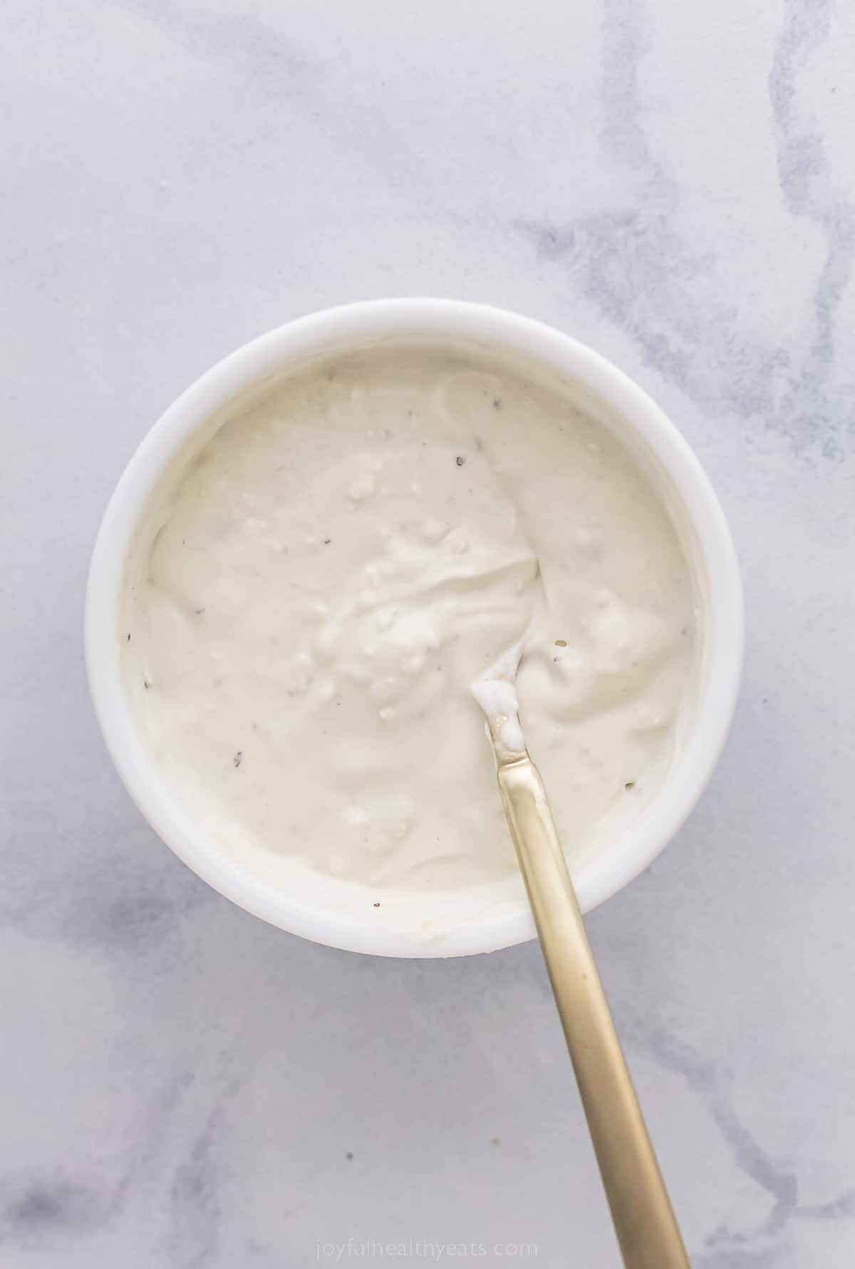 a bowl of blue cheese dressing