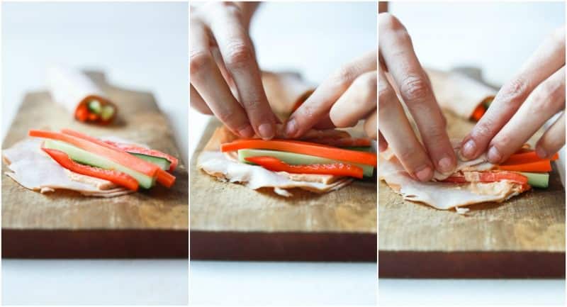 Process of making Veggie Turkey Rollups
