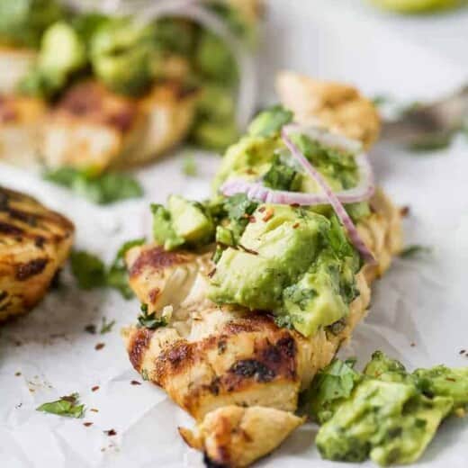 Meal Prep Grilled Lime Chicken and Avocado Salad - Pretty