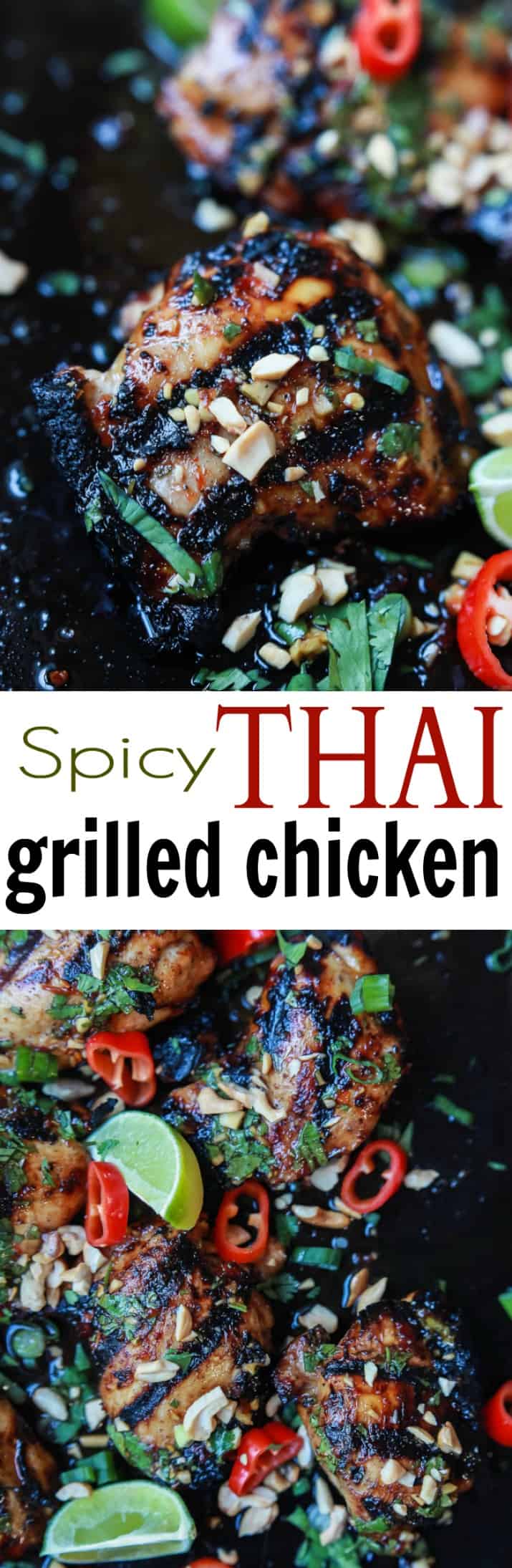 Gluten Free Spicy Thai Grilled Chicken, filled with bold asian flavors, extremely moist tender meat, and easy enough for a weeknight! A meal so irresistible your family is going to fall in love! | joyfulhealthyeats.com